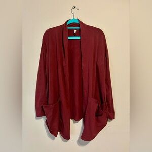Goofandy women's maroon long sleeve open front long cardigan sweater L